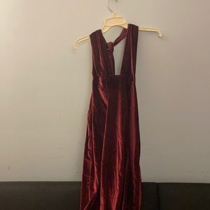 Shein velvet red maxi halter top dress